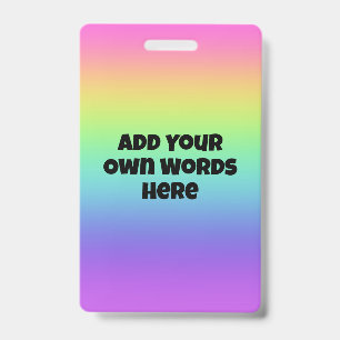 Personalised Rainbow Gradient Hanging Badge ID Badge