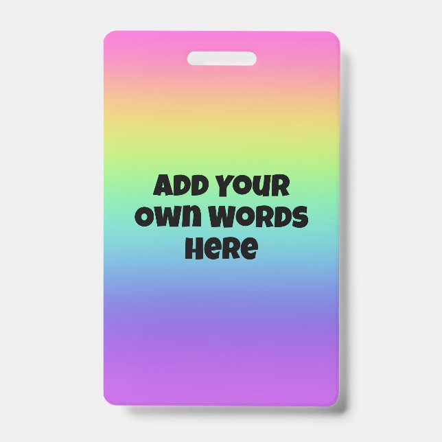 Personalised Rainbow Gradient Hanging Badge ID Badge (Front)