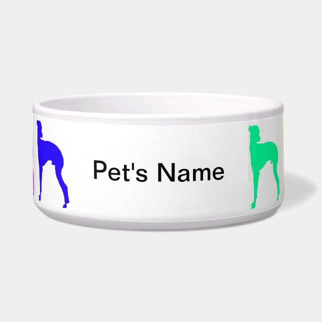 Personalised Rainbow Greyhound Bowl (Front)