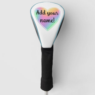 Personalised Rainbow Heart Golf Head Cover