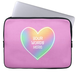 Personalised Rainbow Heart Pink Laptop Sleeve