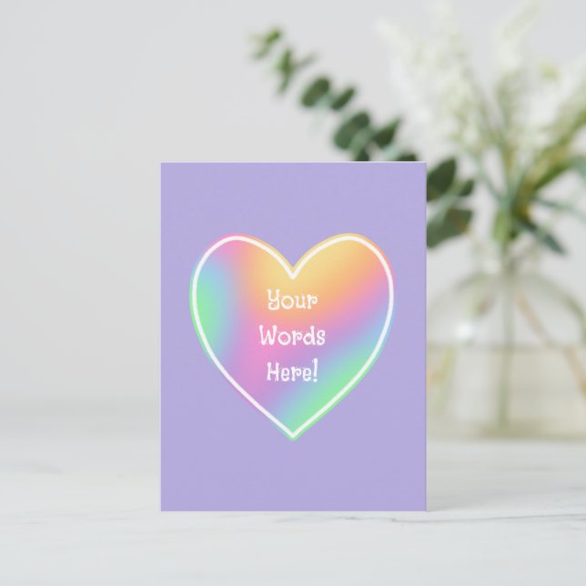 Personalised Rainbow Heart Postcards (Standing Front)