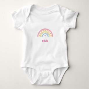 Personalised Rainbow Hearts Baby Bodysuit