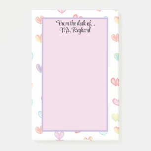 Personalised rainbow hearts from the desk of... post-it notes