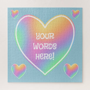 Personalised Rainbow Hearts Jigsaw Puzzle
