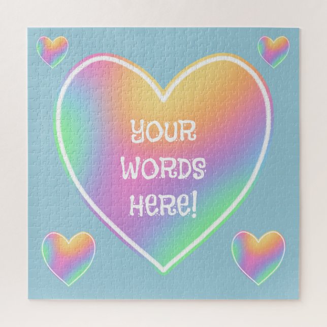 Personalised Rainbow Hearts Jigsaw Puzzle (Vertical)