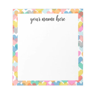Personalised Rainbow Hearts Notepad