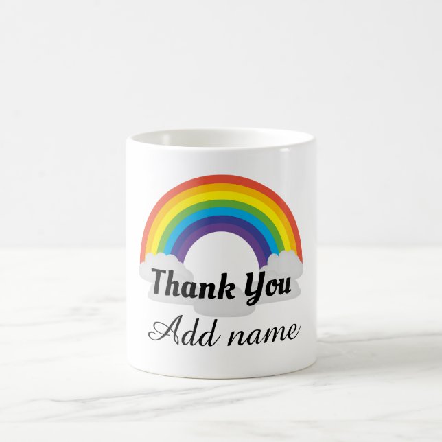 Personalised rainbow hero thank you mug (Center)