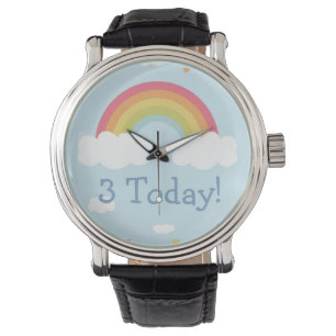 Personalised Rainbow Kids Birthday Party Button Watch