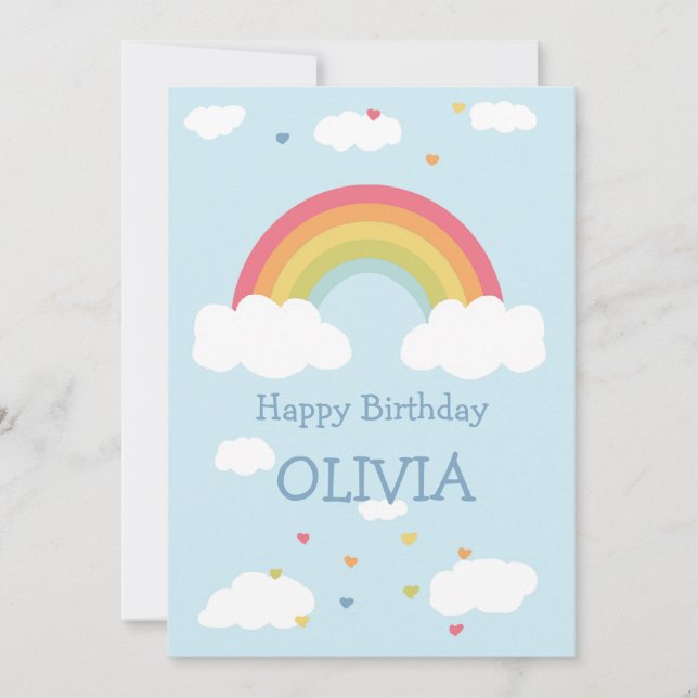 Personalised Rainbow Kids Happy Birthday Flat Card (Front)