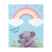 Personalised Rainbow Koala Animal Fleece Blanket