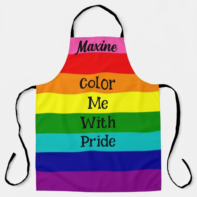Personalised Rainbow LGBTQ Pride Name Gift Apron (Front)