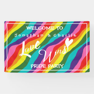 Personalised Rainbow Love Wins Party Banner
