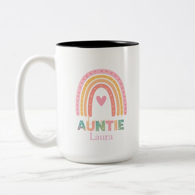 Personalised Rainbow Mug Gift for Auntie Best mug (Left)