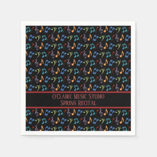 Personalised Rainbow Music Notes (Black) Napkin