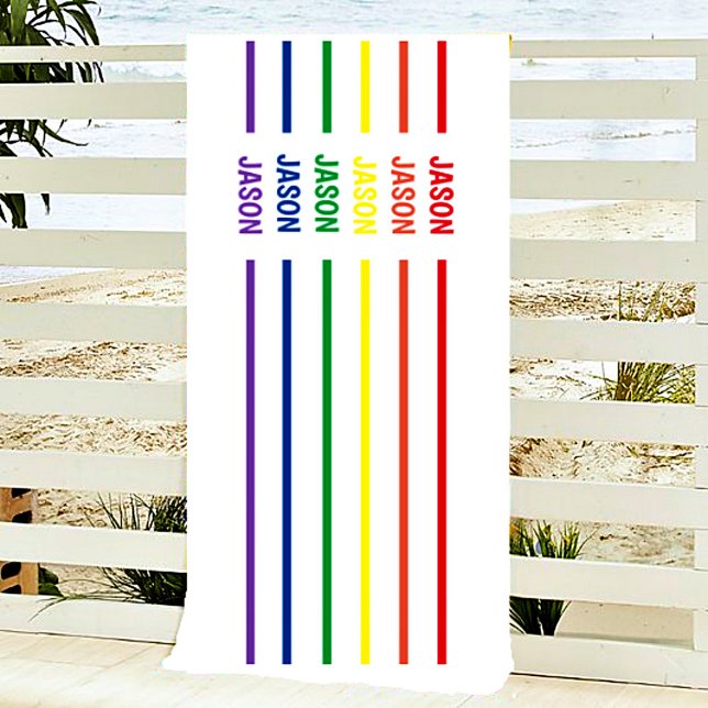 Personalised rainbow name beach towel (Creator Uploaded)