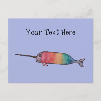 Personalised Rainbow Narwhal Postcard