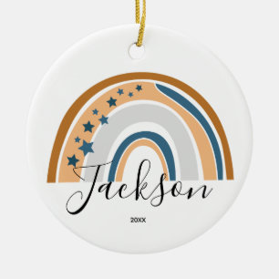 Personalised Rainbow New Baby Gift Ceramic Ornament