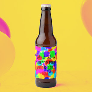 Personalised Rainbow Party Beer Bottle Label