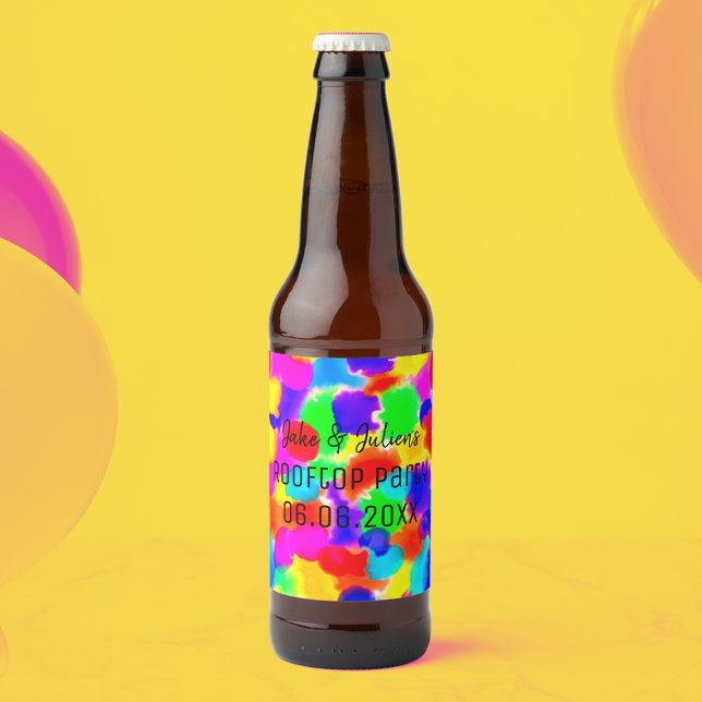 Personalised Rainbow Party Beer Bottle Label (Rainbow party inspiration for a summer of fun! 🌞🌈🌻)