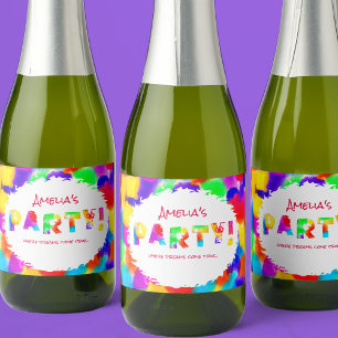 Personalised Rainbow Party Sparkling Wine Label
