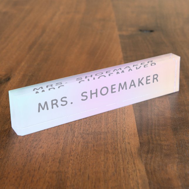 Personalised Rainbow Pastel Holographic Nameplate (Side)