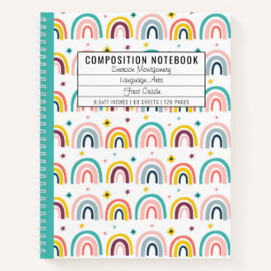 Personalised Rainbow Pattern Composition Notebook