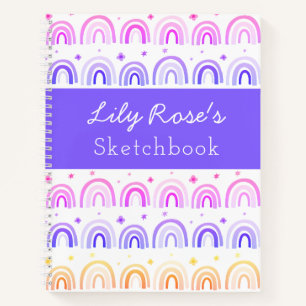Personalised Rainbow Pattern Sketchbook Notebook