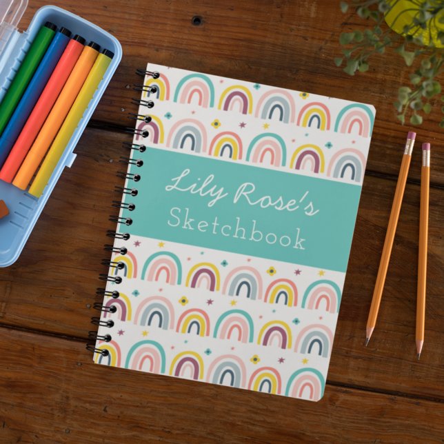 Personalised Rainbow Pattern Sketchbook Notebook (Creator Uploaded)