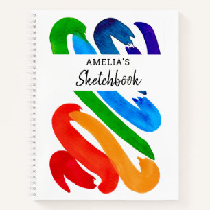 Personalised Rainbow Pattern Sketchbook Notebook