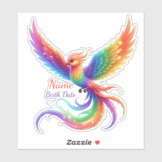 Personalised Rainbow Phoenix Name Birthdate Gift