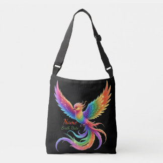 Personalised Rainbow Phoenix Name Birthdate Gift Crossbody Bag