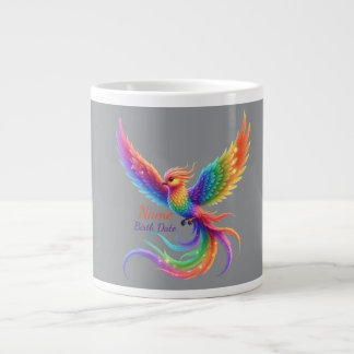 Personalised Rainbow Phoenix Name Birthdate Gift Large Coffee Mug