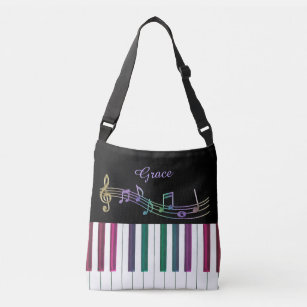 Personalised Rainbow Piano Music Tote Bag