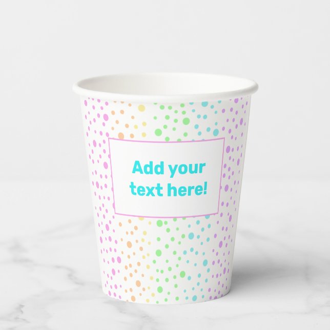 Personalised Rainbow Polka Dots Paper Cups (Back)