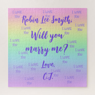 Personalised Rainbow Proposal Jigsaw Puzzle