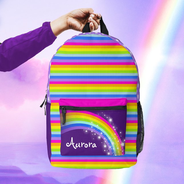 Personalised rainbow purple pink kids school  printed backpack (Creator Uploaded)