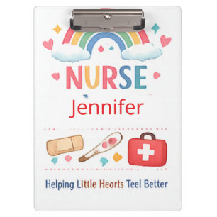 Personalised Rainbow School Nurse Office Sign, Cut Clipboard