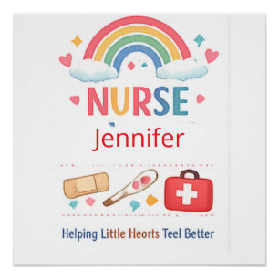 Personalised Rainbow School Nurse Office Sign, Cut Poster