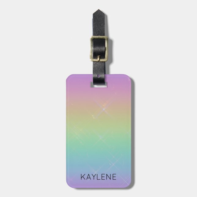 Personalised Rainbow Sparkles Luggage Tag (Front Vertical)