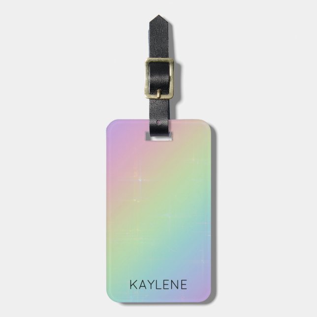 Personalised Rainbow Sparkles Luggage Tag (Front Vertical)