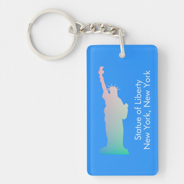 Personalised Rainbow Statue of Liberty New York Key Ring (Front)
