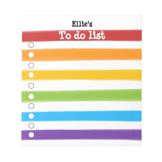 Personalised Rainbow Stripes To-Do List Notepad (Front)