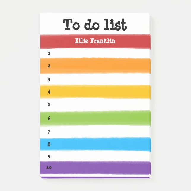 Personalised Rainbow Stripes To-Do List Post-it Notes (Front)