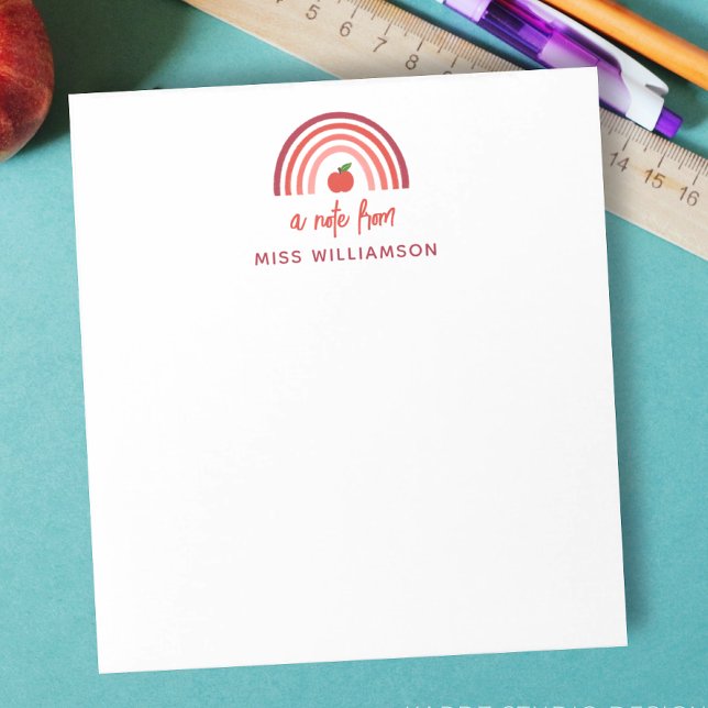 Personalised Rainbow Teacher Appreciation Notepad (Personalize this modern chic notepad as a gift for teacher appreciation day. Fun design with rainbow)