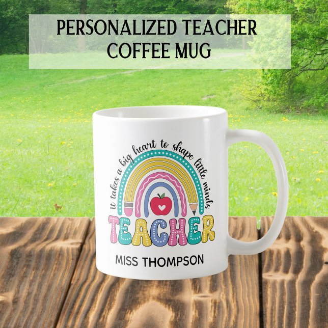 Personalised Rainbow Teacher Coffee Mug (Creator Uploaded)