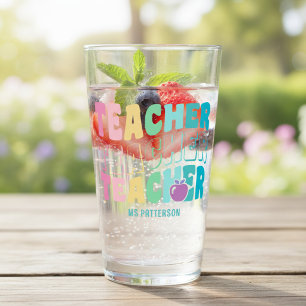 Personalised Rainbow Teacher Name Gift Glass