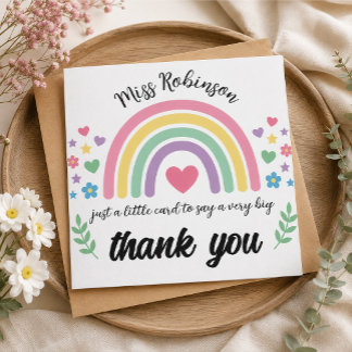 Personalised Rainbow Teacher Thank You Card