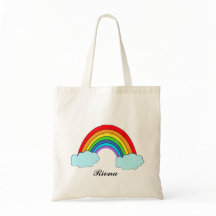 Personalised Rainbow Tote Bag with Custom Name