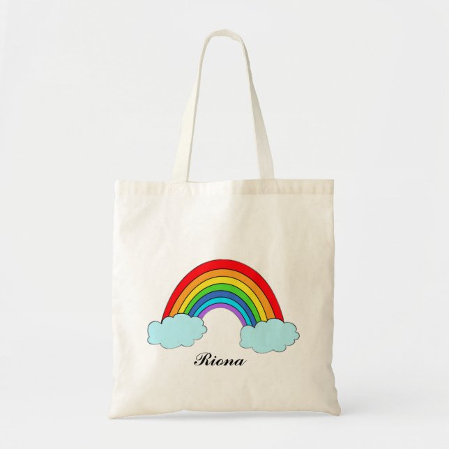 Personalised Rainbow Tote Bag with Custom Name  (Front)